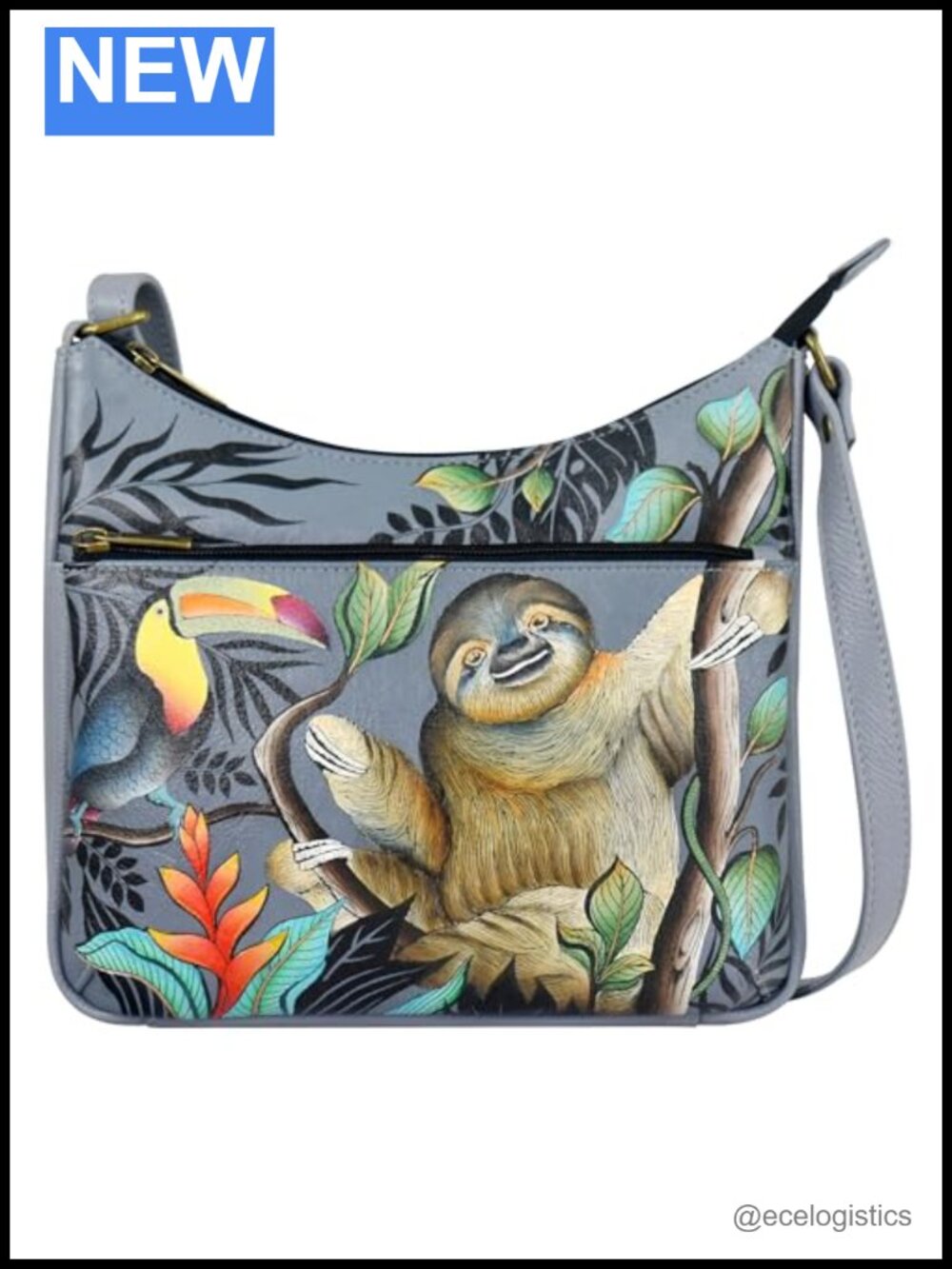 Hand-Painted Genuine Leather Crossbody Bag for Women